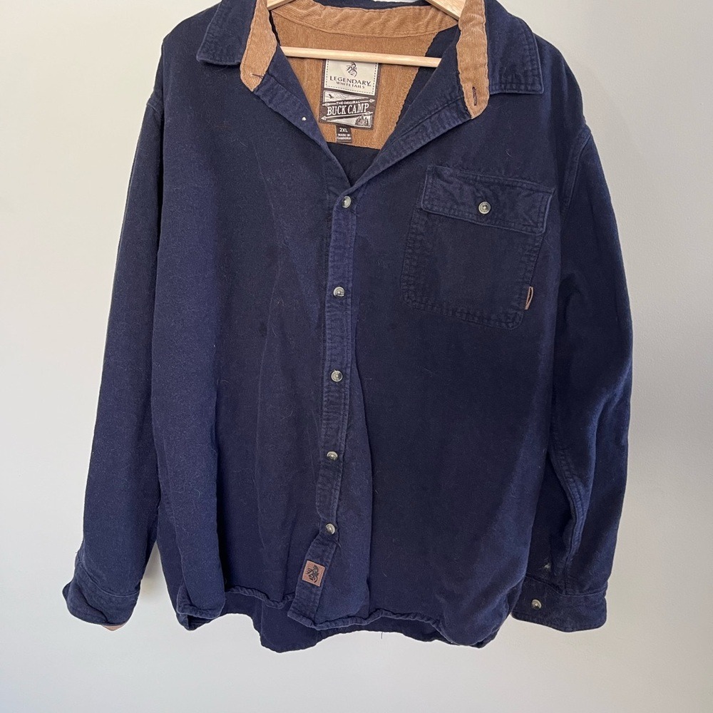 Legendary Whitetails Navy Shirt XXL – Corduroy Trim – Heavyweight Outdoors Style